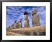 15 Moais at Ahu Tongariki, Easter Island, Chile Framed Art Poster Print by Walter Bibikow, 31x25