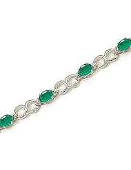 14kt Yellow Gold Oval Emerald and Diamond Bracelet