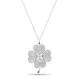 41j7qLx46jL. SL160  Sterling Silver Four Leaf Clover Diamond Pendant (0.15 cttw, I J Color,I2 Clarity), 18