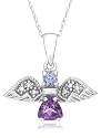 10K White Gold Amethyst and Tanzanite Angel Pendant w/ Diamond Accent