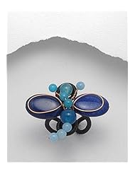Blue Butterfly Cotton Waxed Thread Jade Ring In Copper