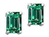 2.65 cts Genuine Lab Created Emerald Earring Studs - 14kt White or Yellow Gold