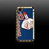 Atlanta Braves Printing Golden Case Cover for Iphone 4 4s Iphone4 Fits At&t Sprint Verizon