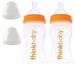 Thinkbaby 2 Pack BPA Free Vented Baby Bottles, 9 Ounce, Natural/Orange