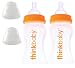 Thinkbaby 2 Pack BPA Free Vented Baby Bottles, 9 Ounce, Natural/Orange