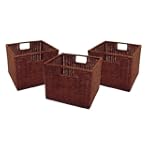 Baskets, set of 3, Small Wired Rattan (Antique Walnut) (9"H x 11"W x 10"D)