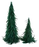 Set of 2 Green Feather Trees