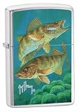 Zippo Brushed Chrome Lighter, Guy Harvey Walleye
