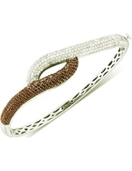 2.53 Carat (ctw) 14k White Gold Round White & Brown Diamond Ladies Fashion Bangle Bracelet