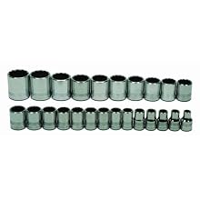 JH Williams MSS-24RC 24-Piece 1/2-Inch Drive Metric Shallow 12 Point Socket Set