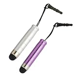 2 x Stylet Mini en Argent et Violet avec Adaptateur 3.5mm pour Les Écrans Tactiles de Tablettes et les Smartphones (iPhone, iPad, Samsung, Motorola, LG, HTC, Blackberry)