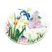 Fusion Art Glass 14-Inch Round Plate with Floral Garden Design