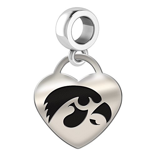 Iowa Hawkeyes Heart Heart Dangle Charm Fits All European Style Bead Charm Bracelets