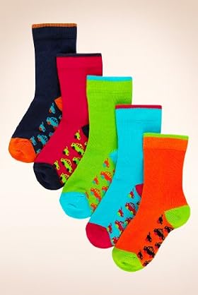 5 Pairs Of Younger Boys' Cotton Rich Transport Sole Socks