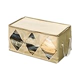 NEW 透明窓付き・折りたたみ式・衣装ケース 炭入り三層構造 幅70×奥35×高30cm (A680)
