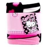 Sanrio Hello Kitty Black Blanket with Pink Hearts