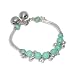 8-Inch Silver Flower Turquoise Bead Link Bracelet Chain Jewellery