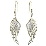 14K Yellow Gold Diamond Angel Wings Earrings