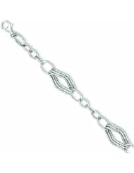 Genuine 14K White Gold Polished Fancy Link Bracelet 7.5 Inches 4 Grams Of Gold 100% Satisfaction Guaranteed.