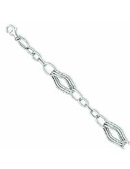 14K White Gold Polished Fancy Link Bracelet 7.5 Inches