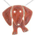 Red Dachshund Dog w/ Swinging Legs Pendant Necklace