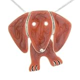 Red Dachshund Dog w/ Swinging Legs Pendant Necklace