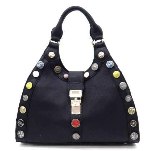 152337 MyLUX Department Store Close-Out Buttons Detachable High Quality Designer Inspired Women/Girl Fashion Designer Work School Office Lady Student Handbag Shoulder Bag Purse Totes Satchel Clutches Hobos (More Colors Available) (black)