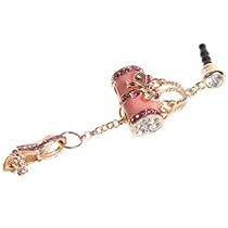 Wisedeal Colorful Bling Crystal 3.5mm Rhinestones Handbag Shoe Pattern Cellphone Charms Anti-Dust Dustproof Earphone Audio Headphone Jack Plug Stopper for iPhone 4 4S Samsung Galaxy S2 S3 Note HTC (Pink)