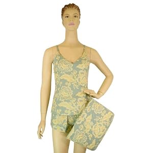 Buy Blue Yellow Roses French Elegant Design Baby Doll Pajamas Shorts and Camisole set with travel... by PD