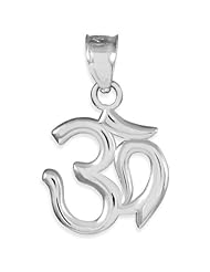 10K White Gold Hindu Meditation Charm Yoga "Om" (Ohm) Pendant