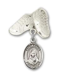 Sterling Silver Baby Badge with St. Rafta Charm and Baby Boots Pin