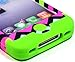 Bastex Heavy Duty Hybrid Case for iPhone 4, 4s, 4th Generation - Green Silicone / Multi Color Chevron Hard Shell