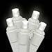 Set of 20 Battery Operated Pure White LED Wide Angle Christmas Lights White Wire