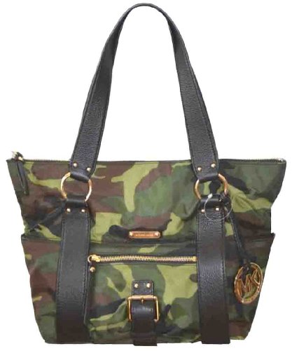Michael Kors Austin Md Top Zip Nylon Tote Handbag Purse Camo 38T1CANT2B