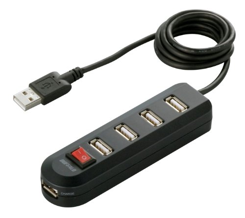 バッファローコクヨサプライ BUFFALO USB2.0Hub セルフ&バスパワー 4+1ポート スイッチ付 ブラック BSH5A02BK