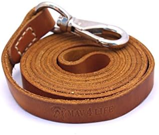 Premium High Grade Brown Leather Dog Leash, 6ft Handmade Top Quality 3/4" Leather Leash With Soft Handle for Owners When Walking &amp; Training All Dog Breeds