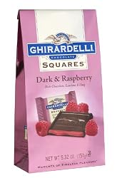 Ghirardelli Chocolate Squares, Dark & Raspberry Filled, 5.32-Ounce Packages (Pack of 6)