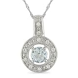 1 8 ct.t.w. Diamond and 2 5 ct.t.w. Aquamarine Pendant in 10k WG, 17
