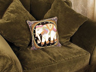 Good Luck Housewarming Gift Idea Her Him - 16 Burmese Elephant Decorative Oriental Throw Pillow