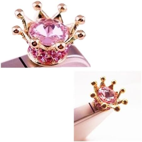Poposh Pink Crown 3.5mm Crystal Anti Dust Plug Bling Earphone Jack Glitter Diamond Rhinestone Headphone Port Stopper Caps For iPhones, Samsung Galaxy, HTC, Nokia smartphones and tablets (Union Jack Style) -Baby Pink