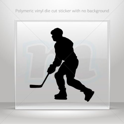 Stickers Decals Ice Hockey player figure car helmet window bike Garage door 6 X 5.2 Inches Black 0602 XZE29