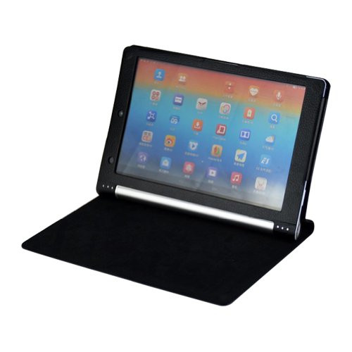 FanTEK Folio PU Leather Stand Case Cover for Lenovo Yoga Tablet 10 inch & Yoga Tablet 10 HD+ (Black)