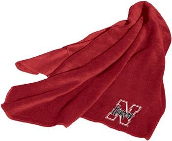 Nebraska Gray Fleece Throw Blanket