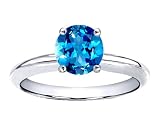 1.35 cts Genuine Blue Topaz Solitaire Engagement Ring - 14kt White or Yellow Gold