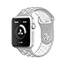 Apple Watch Sport Band, Lamshaw Soft Silicone Sport Replacement Strap for Apple iWatch / New Apple iWatch Series 2 / Apple Watch Series 1 / Nike Sport Band (Nike+_42mm Grey+White)