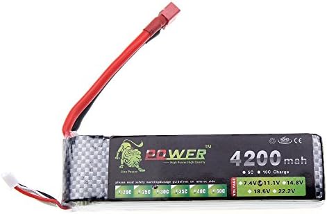 HobbyBuying - Original Lion Power Lipo Battery 11.1V 4200Mah 30C MAX 40C T Plug for DJI F450 F550 RC multirotor Qudcopter Helicopter Car Boat Airplane Battery