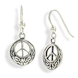 Celtic Knot Peace Symbol Sterling Silver Hook Earrings
