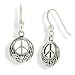 Celtic Knot and Peace Sign Symbol Sterling Silver Hook Earrings
