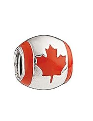 Chamilia Sterling Silver Enamel Canadian Flag Bead Charm