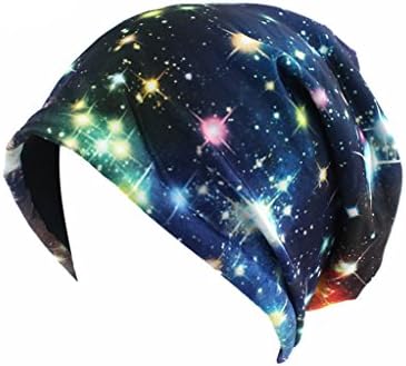 Thiness Unisex Indoors Cotton Beanie- Print Soft Sleep Cap for Hairloss, Cancer, Chemo ,Starry Sky Style ONE - Pack